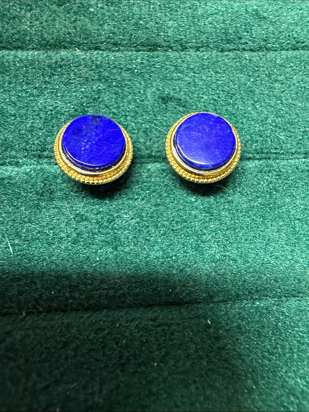 Gold-Tone lapis lazuli Stone Round  Earrings - Elegant Women Accessories